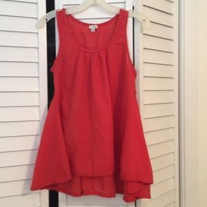 Anthropologie red cotton flowy tank top Size small